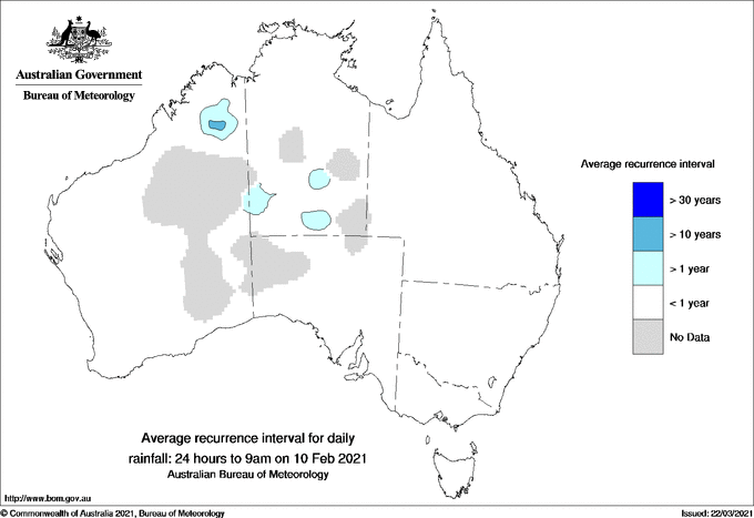 Australian daily rainfall average recurrence interval maps