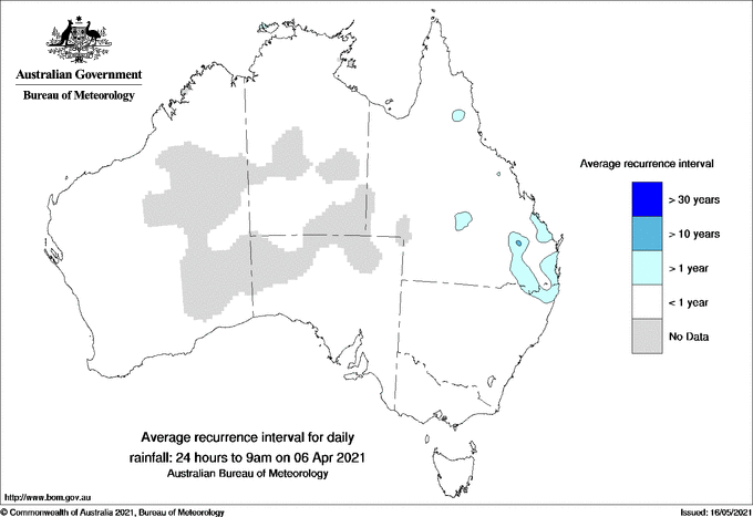 Australian daily rainfall average recurrence interval maps