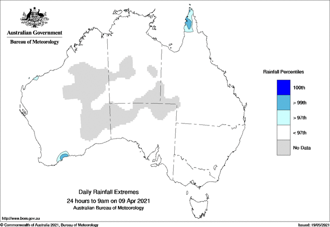 Australian daily rainfall extreme area maps
