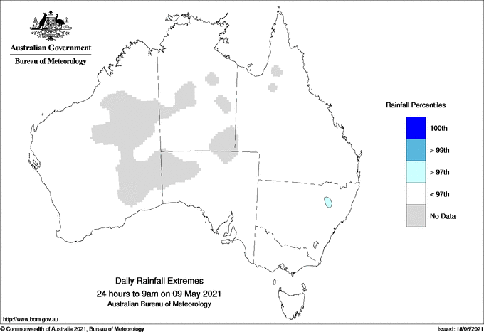 Australian daily rainfall extreme area maps