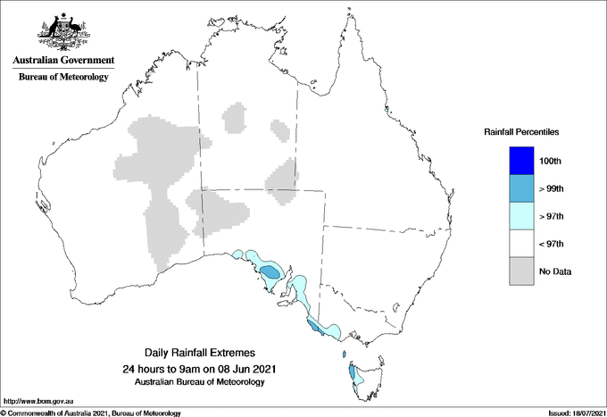 Australian daily rainfall extreme area maps