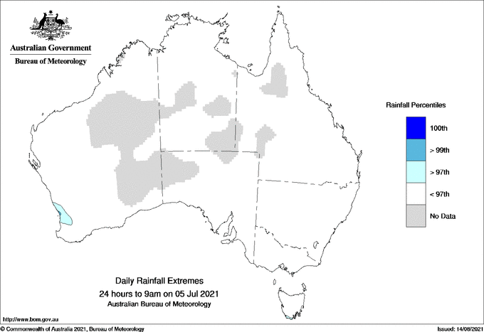 Australian daily rainfall extreme area maps
