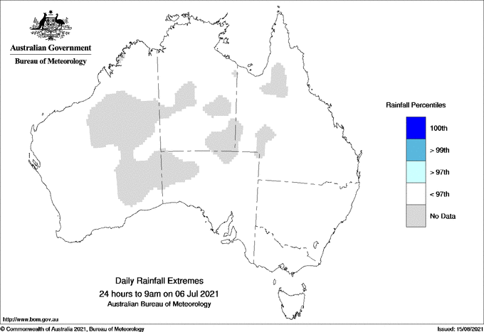 Australian daily rainfall extreme area maps