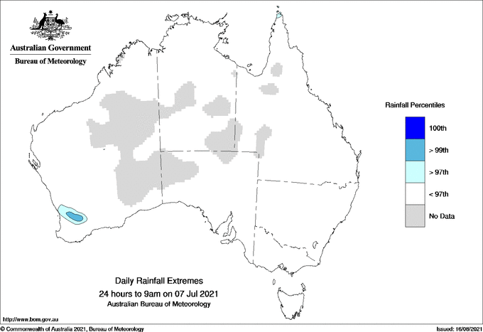 Australian daily rainfall extreme area maps
