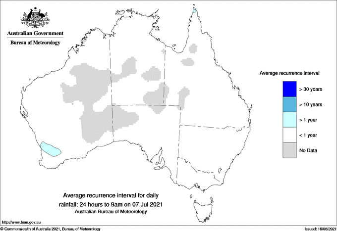 Australian daily rainfall average recurrence interval maps