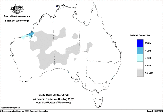 Australian daily rainfall extreme area maps
