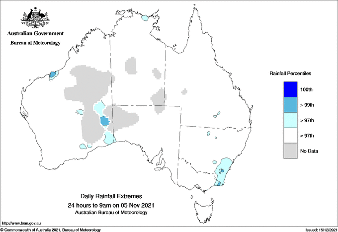 Australian daily rainfall extreme area maps
