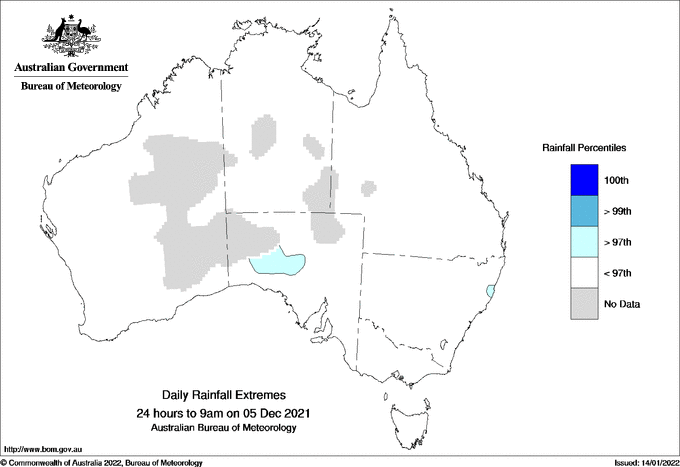 Australian daily rainfall extreme area maps