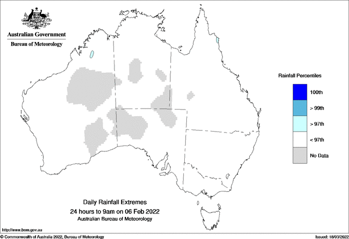 Australian daily rainfall extreme area maps