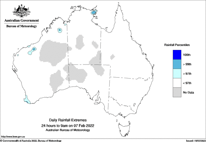 Australian daily rainfall extreme area maps