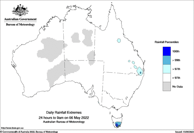Australian daily rainfall extreme area maps