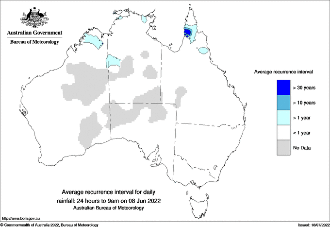 Australian daily rainfall average recurrence interval maps