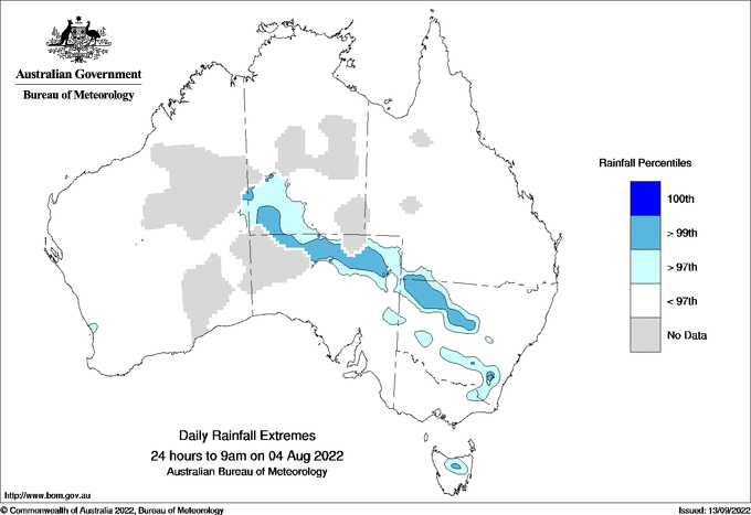 Australian daily rainfall extreme area maps