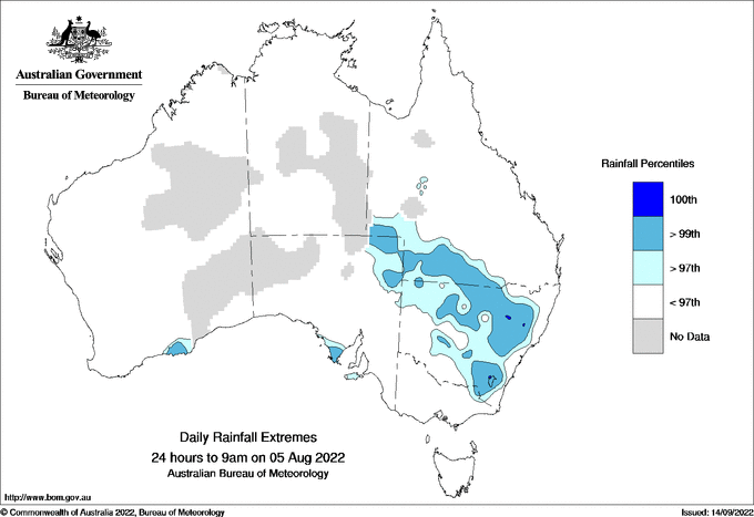 Australian daily rainfall extreme area maps