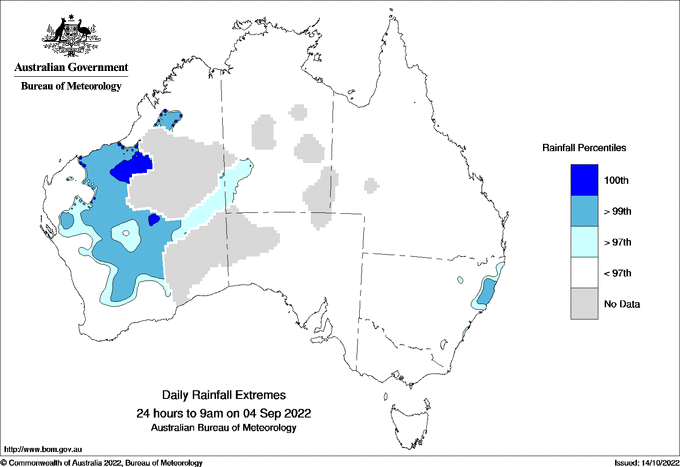 Australian daily rainfall extreme area maps
