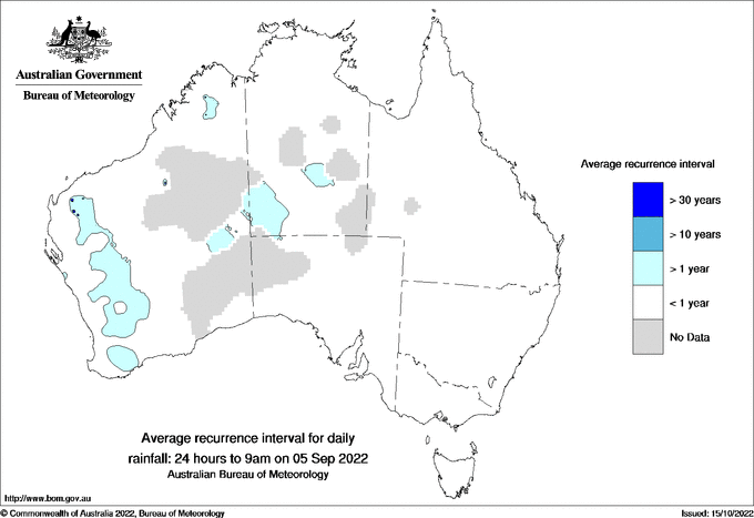 Australian daily rainfall average recurrence interval maps