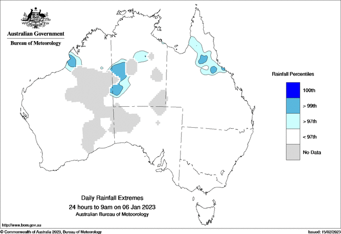 Australian daily rainfall extreme area maps