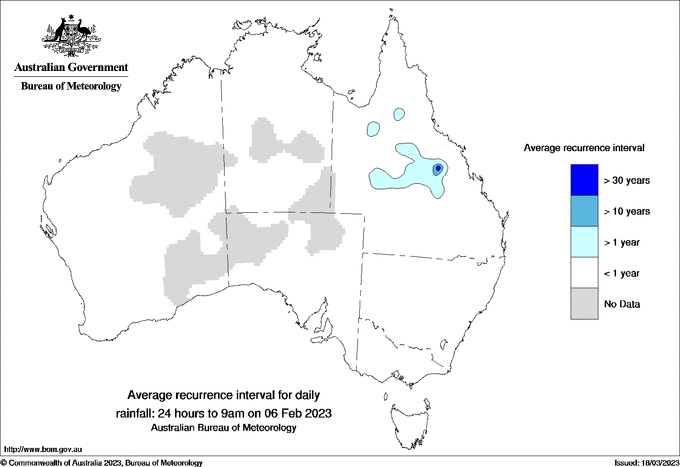 Australian daily rainfall average recurrence interval maps