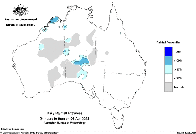 Australian daily rainfall extreme area maps