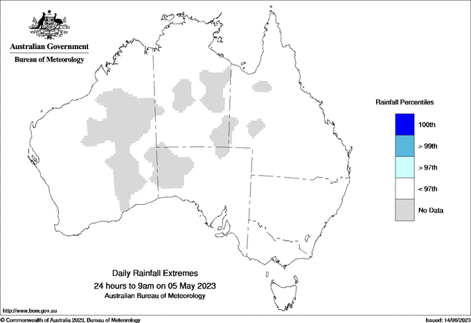 Australian daily rainfall extreme area maps