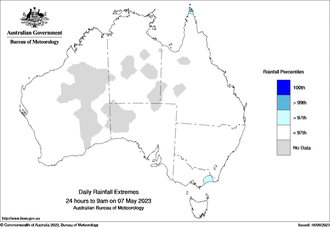 Australian daily rainfall extreme area maps