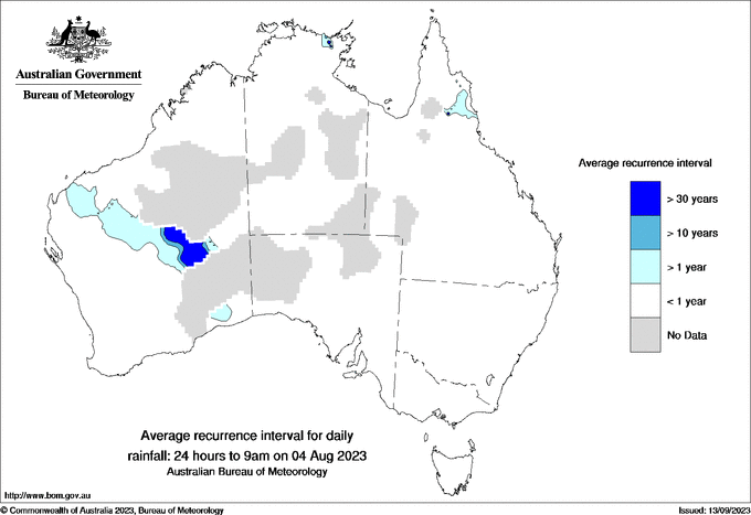 Australian daily rainfall average recurrence interval maps