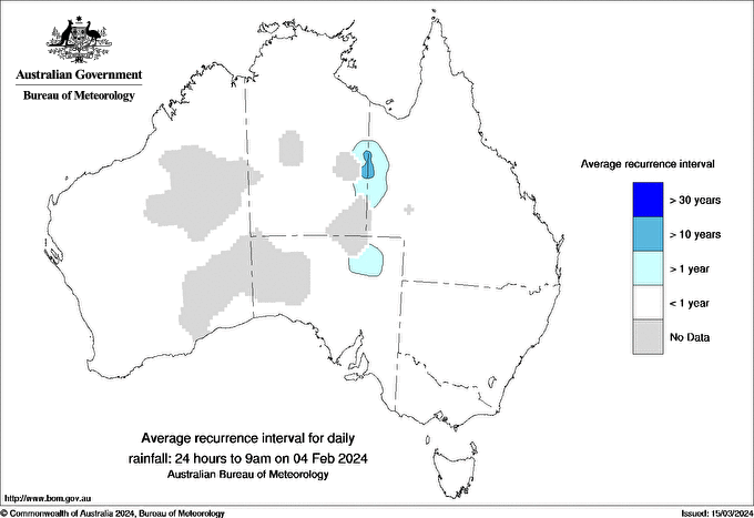 Australian daily rainfall average recurrence interval maps