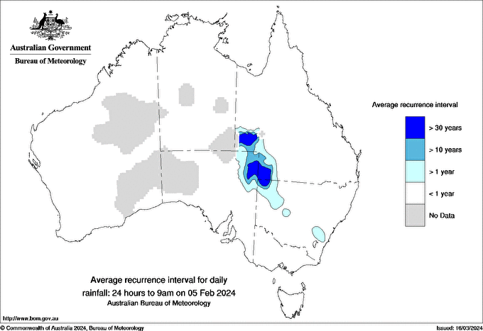 Australian daily rainfall average recurrence interval maps