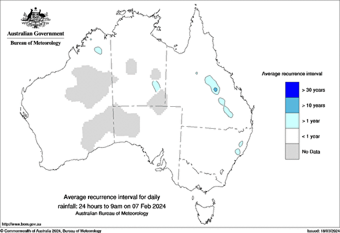 Australian daily rainfall average recurrence interval maps