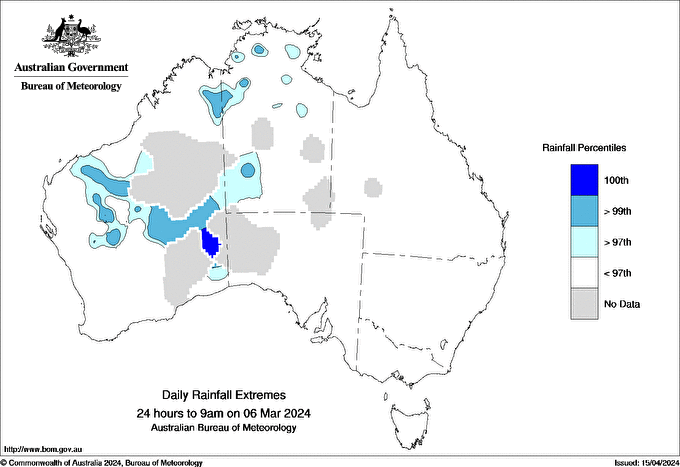 Australian daily rainfall extreme area maps