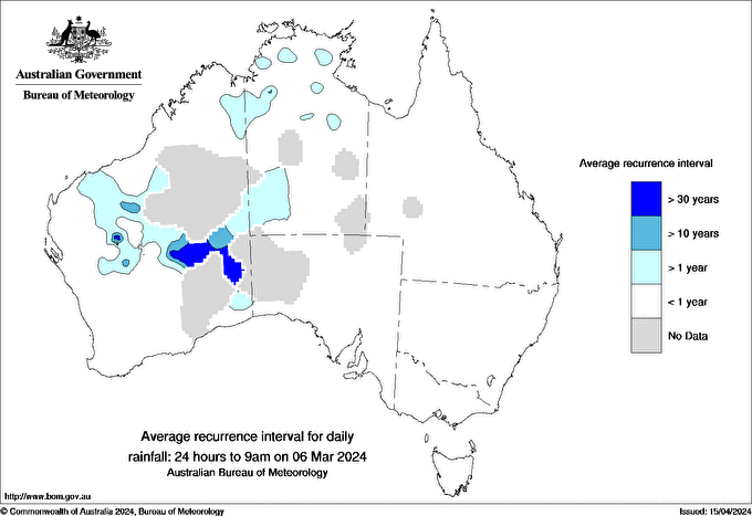 Australian daily rainfall average recurrence interval maps