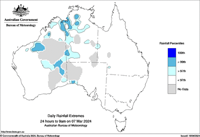 Australian daily rainfall extreme area maps