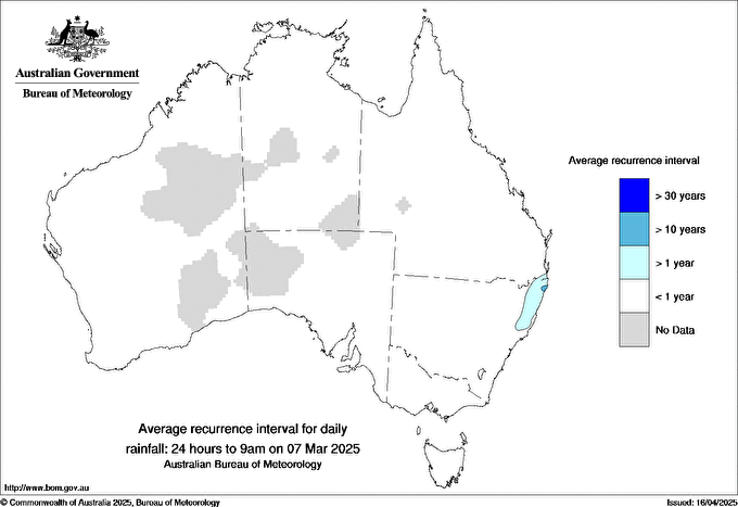 Australian daily rainfall average recurrence interval maps