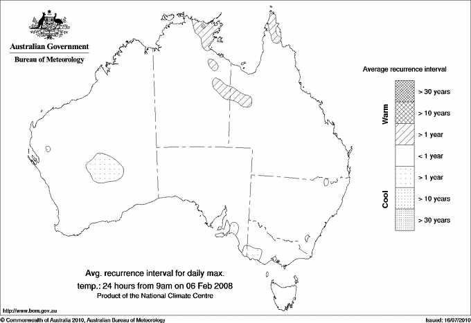 Australian daily maximum temperature average recurrence interval maps