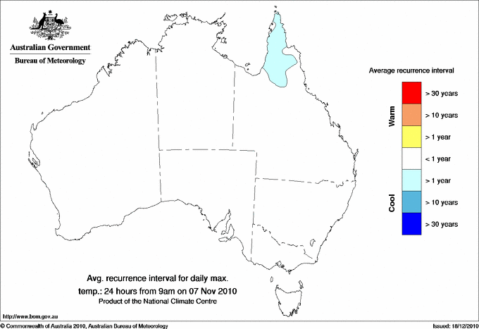 Australian daily maximum temperature average recurrence interval maps