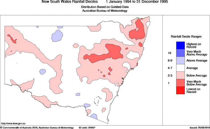 Twenty-four-monthly rainfall deciles for New South Wales/ACT