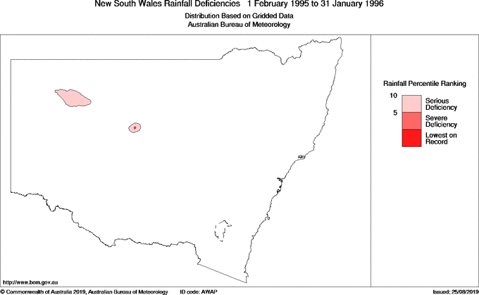 Twelve-monthly rainfall deficiency for New South Wales/ACT