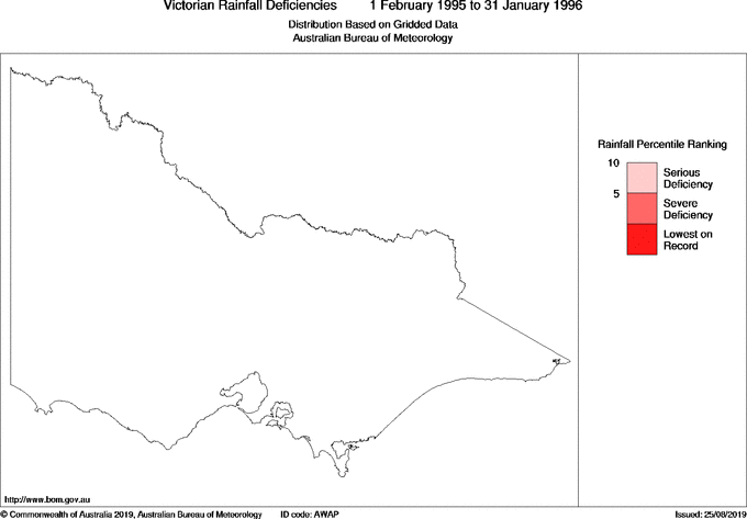 Twelve-monthly rainfall deficiency for Victoria