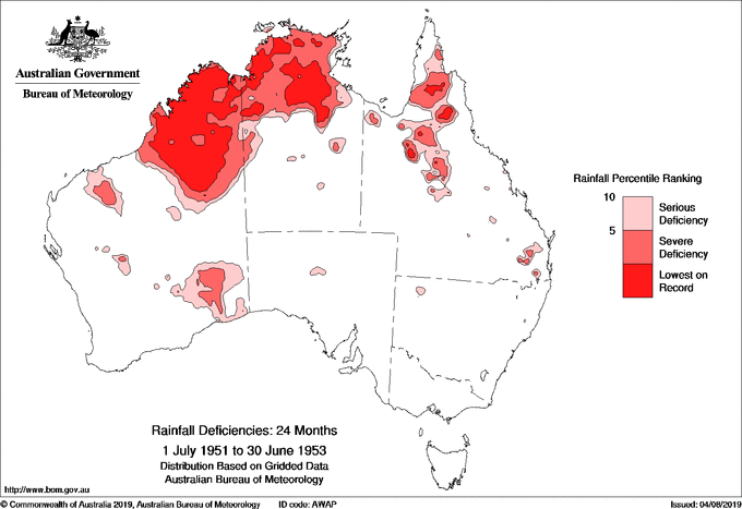 Twenty-four-monthly rainfall deficiency for Australia