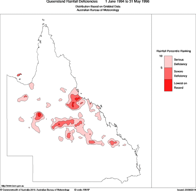 Twenty-four-monthly rainfall deficiency for Queensland