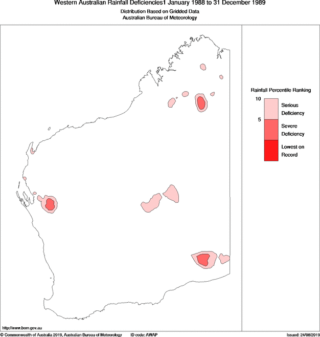 Twenty-four-monthly rainfall deficiency for Western Australia