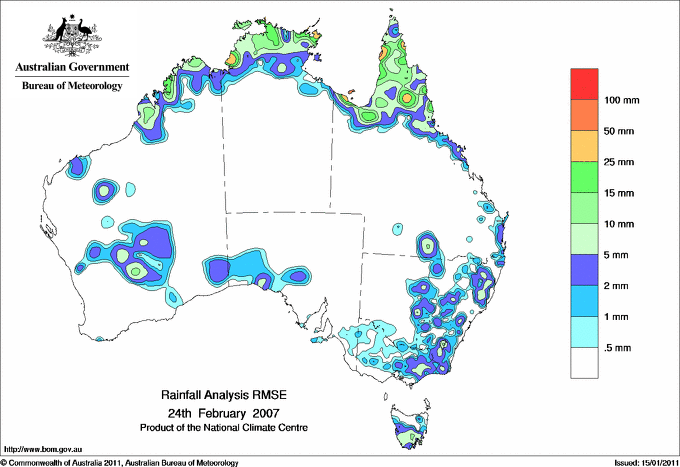 Daily rainfall totals - Error estimate analysis