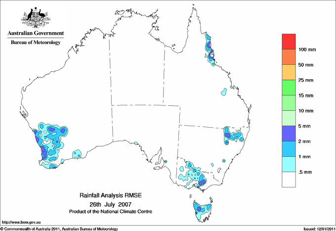 Daily rainfall totals - Error estimate analysis