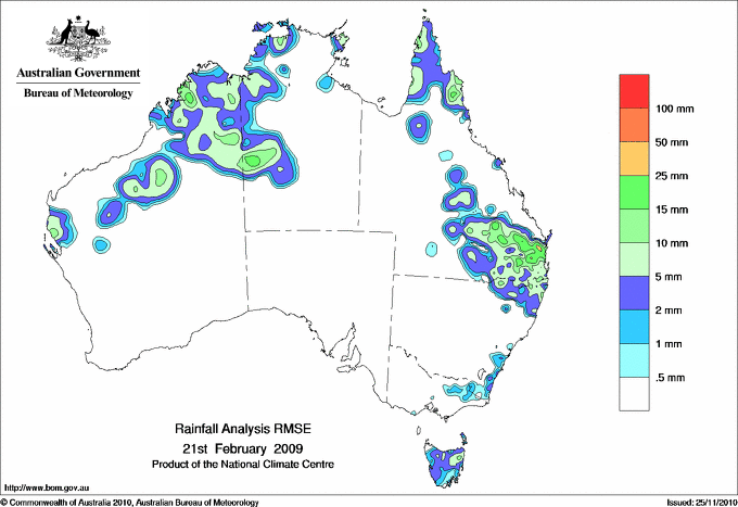 Daily rainfall totals - Error estimate analysis