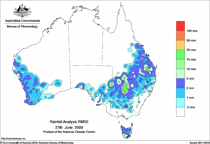 Daily rainfall totals - Error estimate analysis