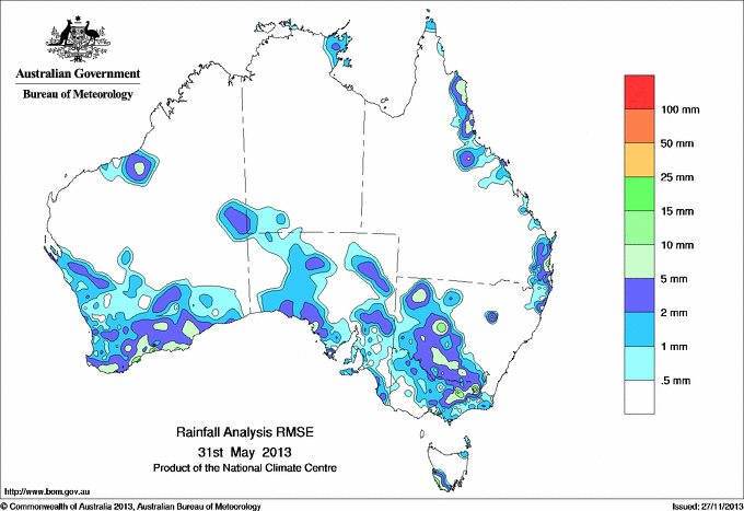 Daily rainfall totals - Error estimate analysis