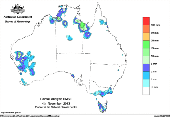 Daily rainfall totals - Error estimate analysis