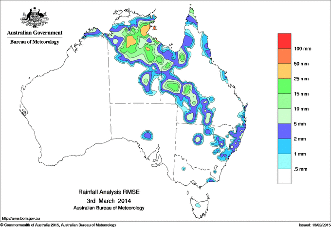 Daily rainfall totals - Error estimate analysis