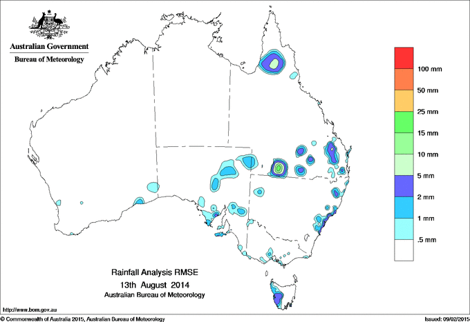 Daily rainfall totals - Error estimate analysis