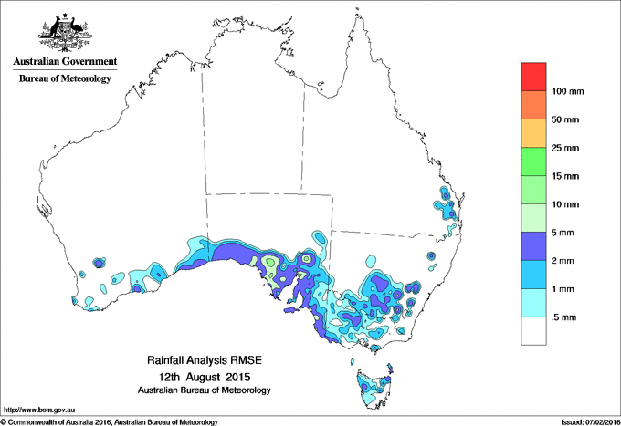 Daily rainfall totals - Error estimate analysis